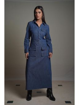 Mala Singh - Womens Cotton Solid Blue Dress