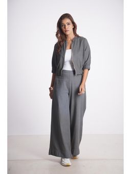 Mala Singh - Womens Cotton Solid Grey Co-Ord Set