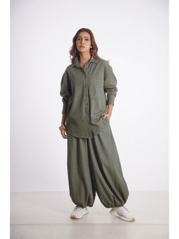 Mala Singh - Womens Cotton Solid Grey Co-Ord Set