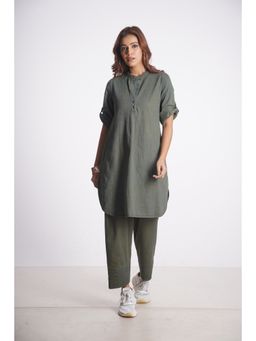 Mala Singh - Womens Cotton Solid Grey Co-Ord Set