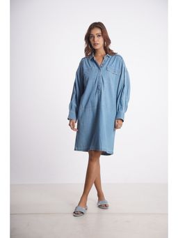 Mala Singh - Womens Cotton Solid Blue Dress