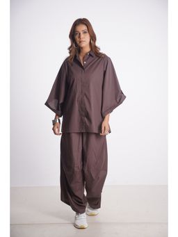 Mala Singh - Womens Cotton Solid Brown Co-Ord Set