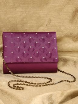 Fabindia - Purple Woven Clutch and Detachable Chain Strap (Set of 2) (Medium)