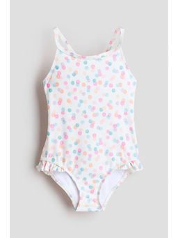 H&M - Girls White Printed Swimsuit
