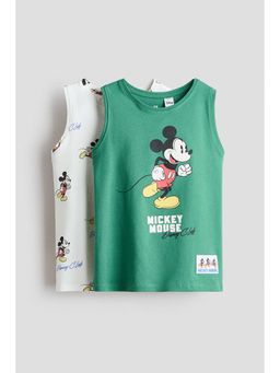 H&M - Boys White 2-Pack Printed Cotton Vest Tops