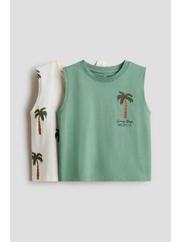 H&M - Boys White 2-Pack Printed Vest Tops