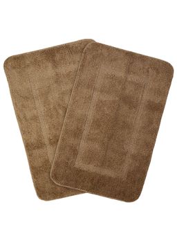 Saral Home - Beige Microfiber Anti Skid Bath Mat 45x70 cm (Pack of 2)