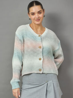 KASMA - Women's Blue V-Neck Cardigan