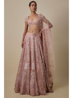 Asaga - Pink Full Embroidered Lehenga With Blouse And Dupatta (Set of 3)