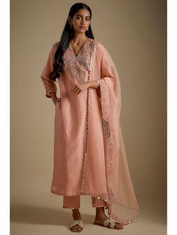 Asaga - Peach Hand Embroidery Kurta With Pant And Dupatta. (Set of 3)