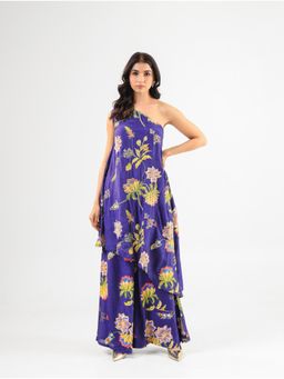 Amrood - Deep Blue Floral Kurta With Palazzo