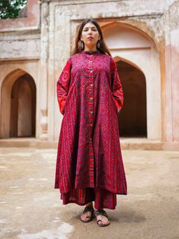 Laado - Mishika Madder Red Shrug Kurta With Palazzo