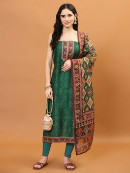MEENA BAZAAR - Printed Chanderi Unstitched Salwar Suit Dress Material Piece With Dupatta