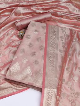 MEENA BAZAAR - Floral Woven Booti Chanderi Unstitched Salwar Suit Dress Material With Dupatta