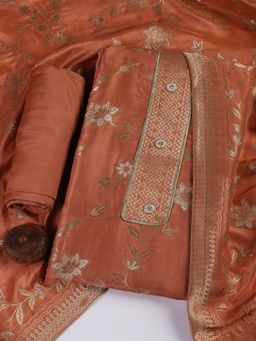 MEENA BAZAAR - Embroidery Chanderi Unstitched Salwar Suit Dress Material With Dupatta