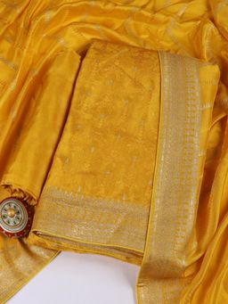 MEENA BAZAAR - Embroidery Chanderi Unstitched Salwar Suit Dress Material With Dupatta
