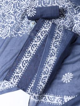 MEENA BAZAAR - Printed Cotton Blend Unstitched Salwar Suit Dress Material With Dupatta
