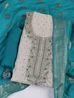 MEENA BAZAAR - Printed Cotton Blend Unstitched Salwar Suit Dress Material With Dupatta