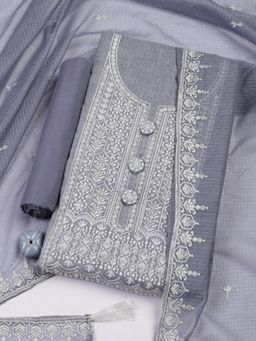 MEENA BAZAAR - Embroidered Cotton Blend Unstitched Salwar Suit Dress Material Piece With Dupatta