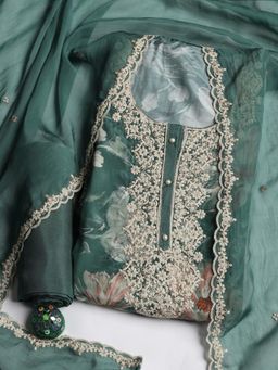MEENA BAZAAR - Embroidered Muslin Unstitched Salwar Suit Dress Material With Dupatta