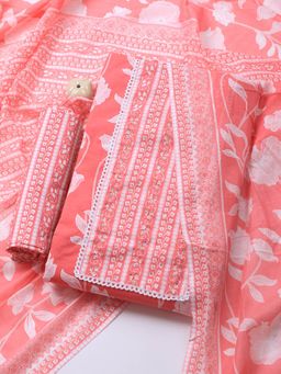 MEENA BAZAAR - Printed Cotton Blend Unstitched Salwar Suit Dress Material With Dupatta