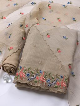 MEENA BAZAAR - Neck Embroidery Tissue Unstitched Salwar Suit Dress Material With Dupatta