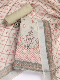 MEENA BAZAAR - Printed Linen Unstitched Salwar Suit Dress Material With Dupatta