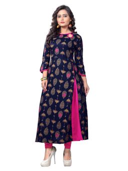 Vbuyz - Womens Blue Color Rayon A-Line Kurta