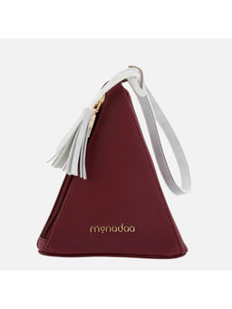 MONADAA - Womens Maroon Fleur Triangular Bag (S)