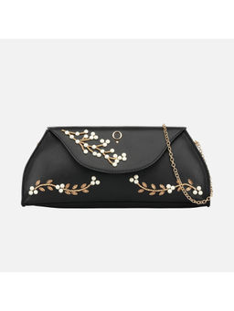 MONADAA - Womens Black Jewel Evening Clutch (S)