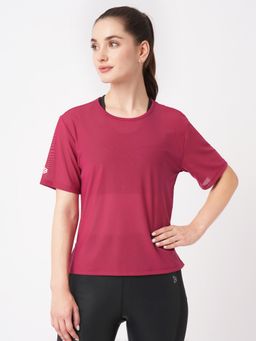 BODD ACTIVE - Viva Magenta Open Back Mesh T-Shirt