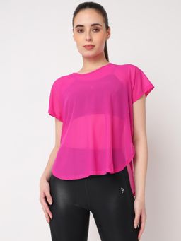 BODD ACTIVE - Hot Pink All Mesh Sheer T-Shirt