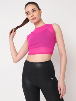 BODD ACTIVE - Hot Pink Tie-Up Crop Top