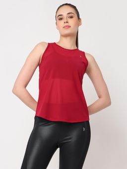 BODD ACTIVE - Aurora Red Mesh Open Back Tank Top