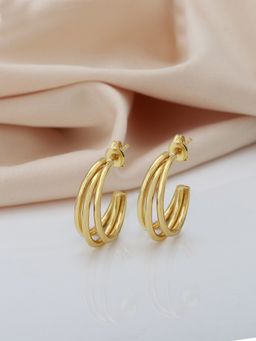 Carlton London - Gold-Toned Contemporary Half Hoop Earrings