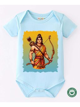 BLUSHES - Cotton Half Sleeves Shree Ram Printed Onesie - Blue