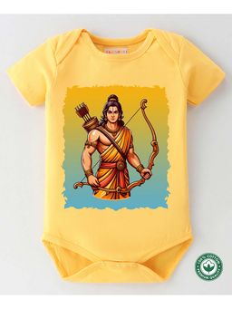 BLUSHES - Cotton Half Sleeves Shree Ram Printed Onesie - Yellow