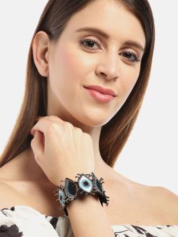 Blueberry - Evil Eye Detailing Cuff Bracelet