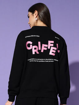 Griffel - Hallicination Round Neck Oversized Black Sweatshirt