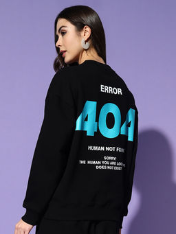 Griffel - Error 404 Round Neck Oversized Black Sweatshirt