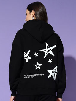 Griffel - Star Hoodie Oversized Black Sweatshirt
