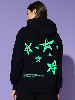 Griffel - Star Hoodie Oversized Navy Blue Sweatshirt