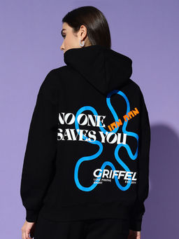 Griffel - No One Saves You Hoodie Oversized Black Sweatshirt