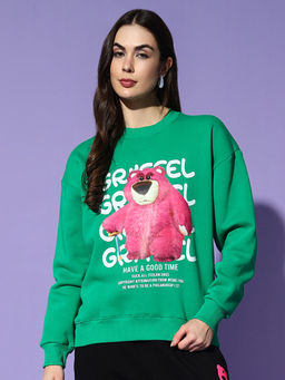 Griffel - Pink Teddy Oversized Bottle Green Sweatshirt