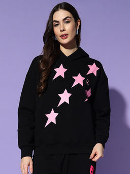 Griffel - Star Hoodie Oversized Black Sweatshirt