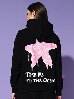 Griffel - Take Me To The Ocean Hoodie Oversized Black Sweatshirt