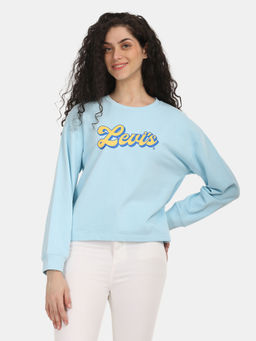 Levi's - Womens Solid Blue Crew Neck Sweatshirt