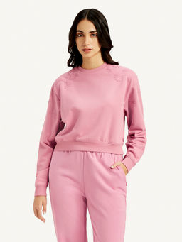 Levi's - Womens Embroidered Pink Crew Neck Sweatshirt