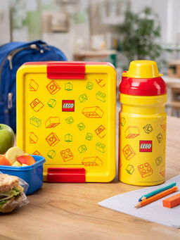LEGO - Yellow Brick Art Line Series Kids School Lunch Box with Water Bottle