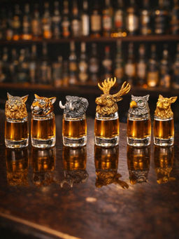 Smokey Cocktail - Multi-Color Safari Animal Head Shot Glasses (Pack Of 6)